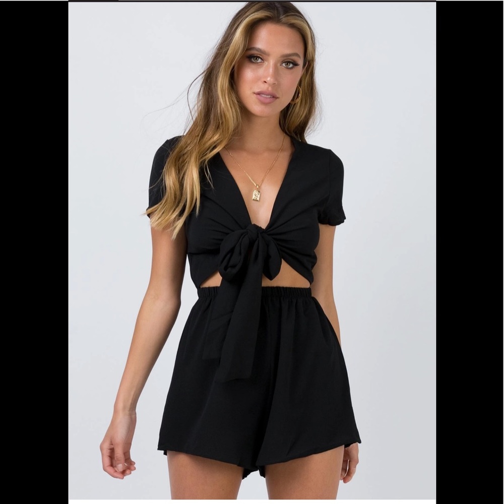 NWOT BLACK SWEET SAHARA TIE FRONT ROMPER